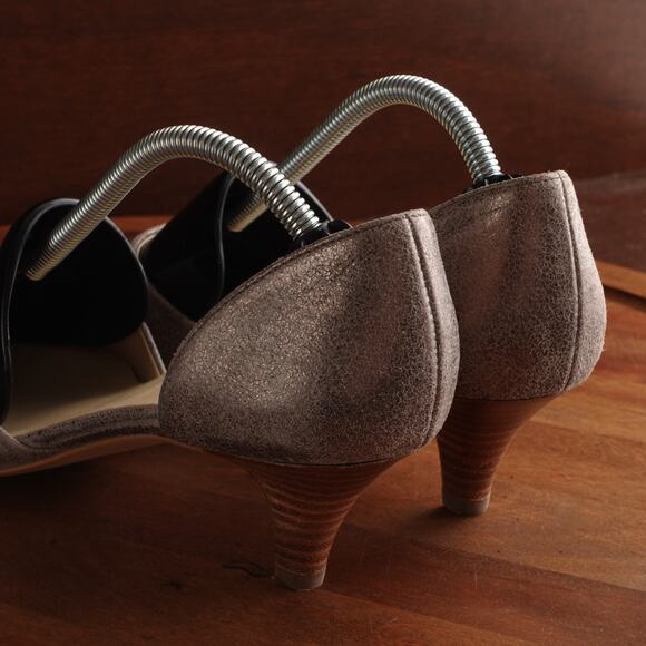 Paul Green Heels WMS SZ UK 5 US 7.5 Gray Julia Brushed Shimmer Suede Kitten Shoe - Picture 7 of 13